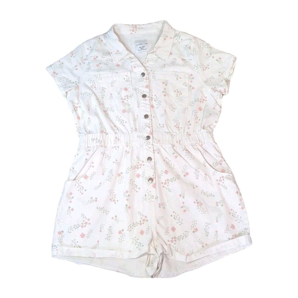 Celebrity Pink White Floral Short Sleeve Romper